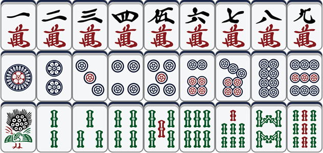三种花色1至9序数排列成9乘3牌阵